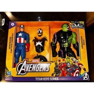 Marvel Avengers Titan Hero Series Venomized Captain America Hulk Action Figures